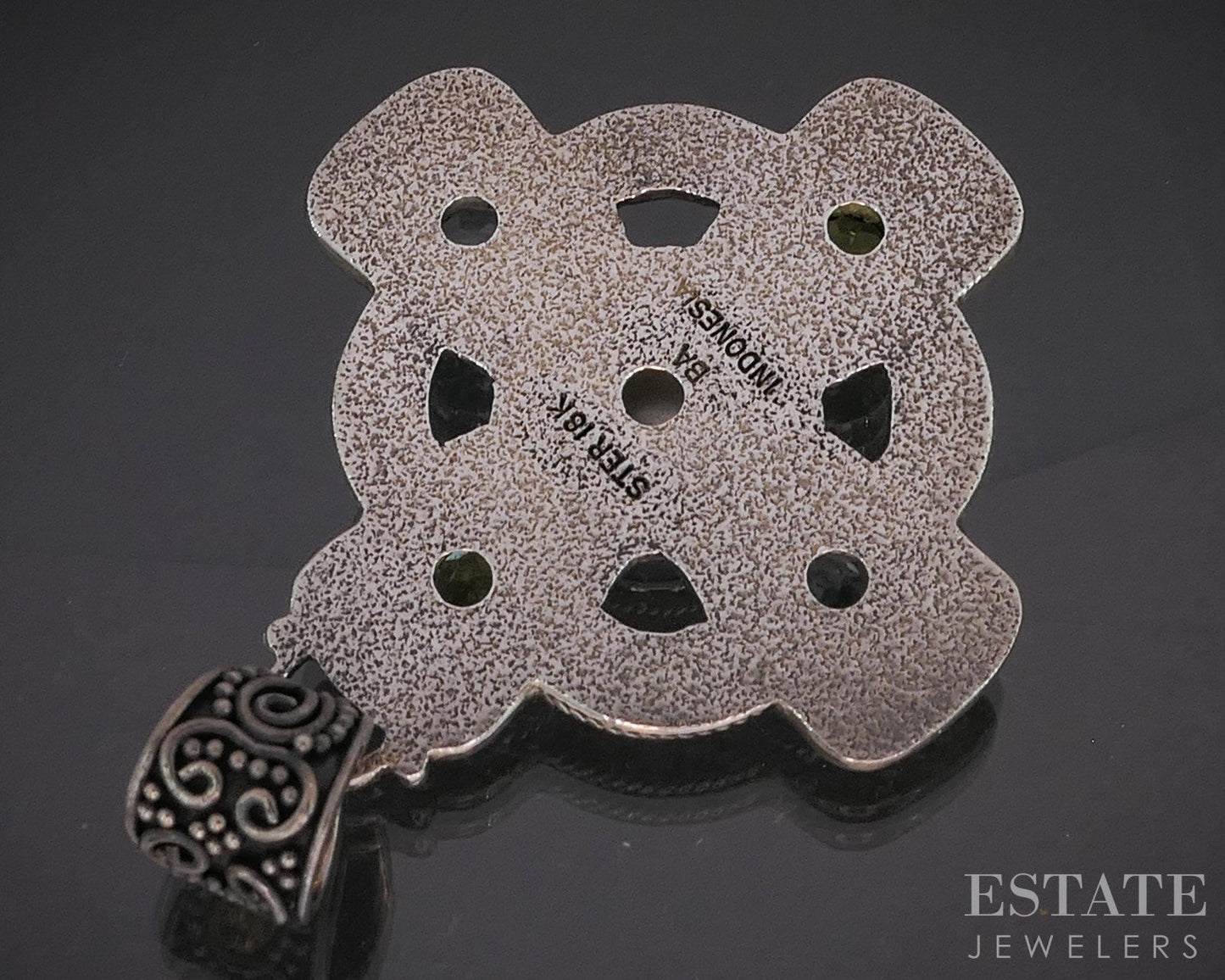 18k & Sterling Silver BA Bali Multi Gem Maltese Cross Pendant 12g p19096