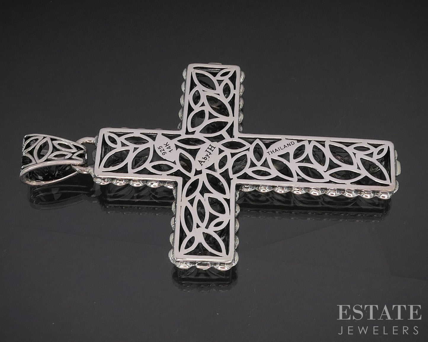 14k & Sterling Angela by John Hardy Open Cross Large Pendant 22g p19099