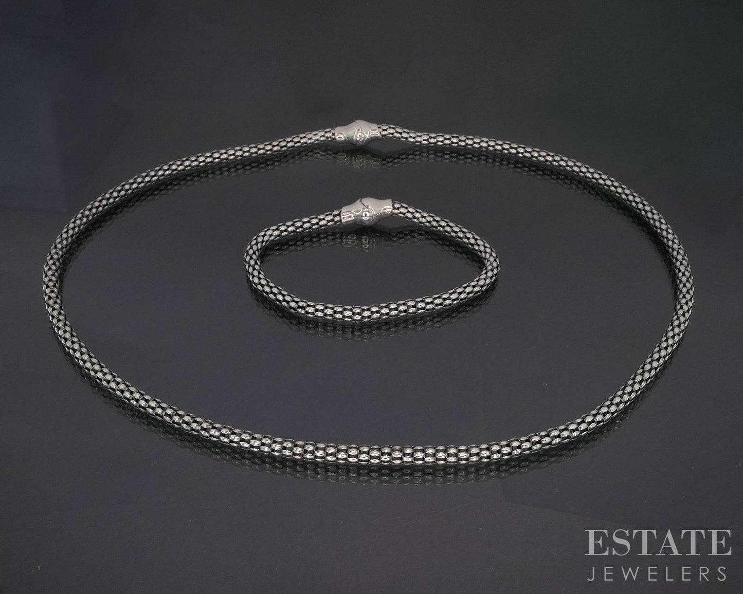 Sterling Silver Michael Dawkins Popcorn Chain Necklace & Bracelet Set 20g p19114