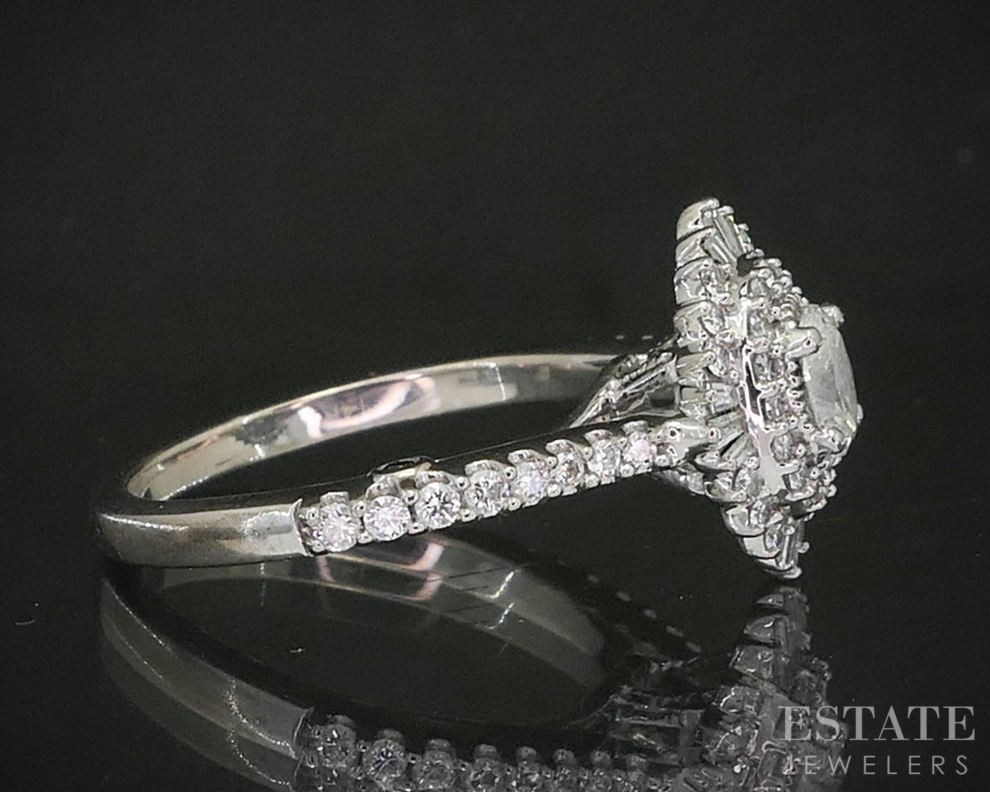 14k White Gold Oval Natural .60ctw Diamond Engagement Ring 3.8g p18641