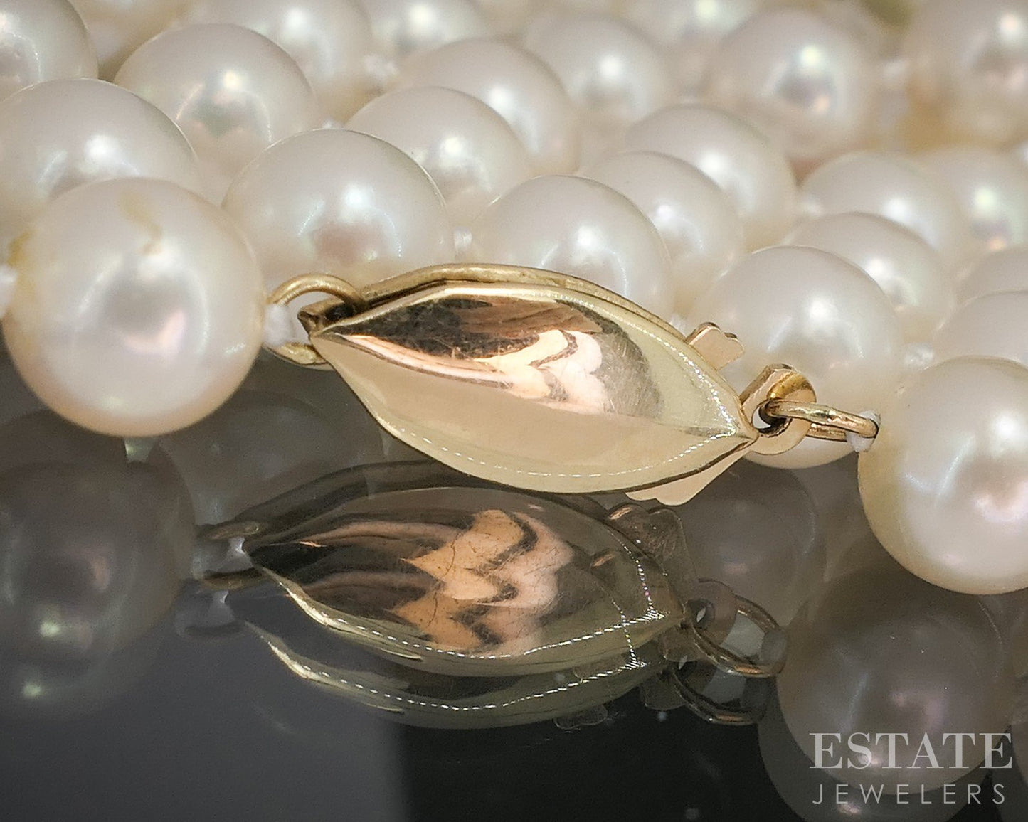 14k Yellow Gold 6mm Cultured Akoya Pearl Necklace 32"L p92238