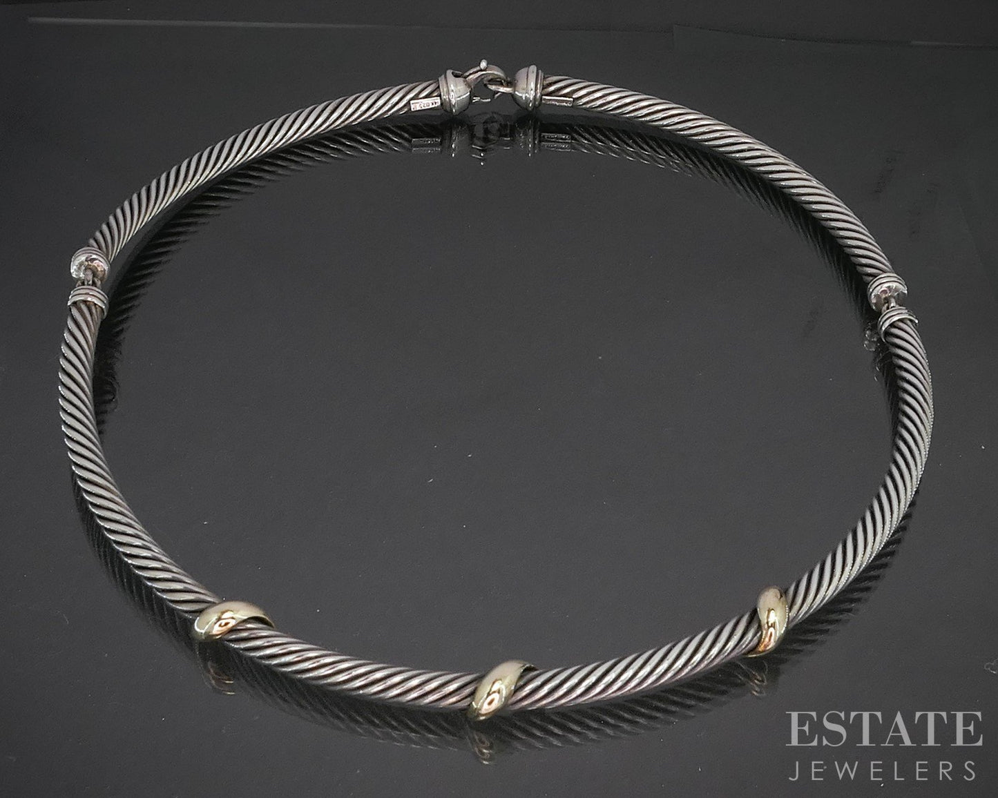 14k & Sterling David Yurman 5mm Cable Collar Necklace 69.8g p14996