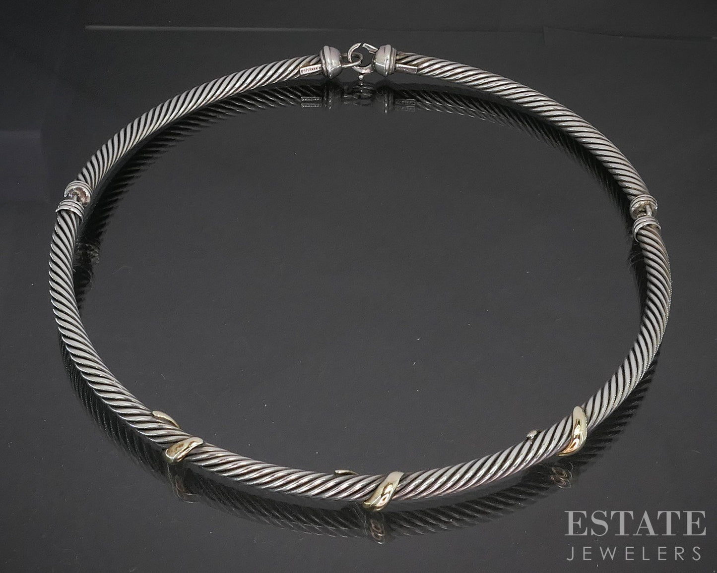 14k & Sterling David Yurman 5mm Cable Collar Necklace 69.8g p14996
