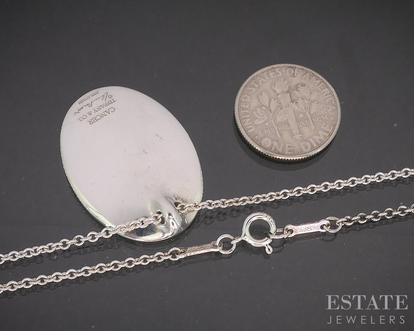 Sterling Tiffany & Co. Elsa Peretti Cancer Zodiac Necklace 13.8g 28"L p14980