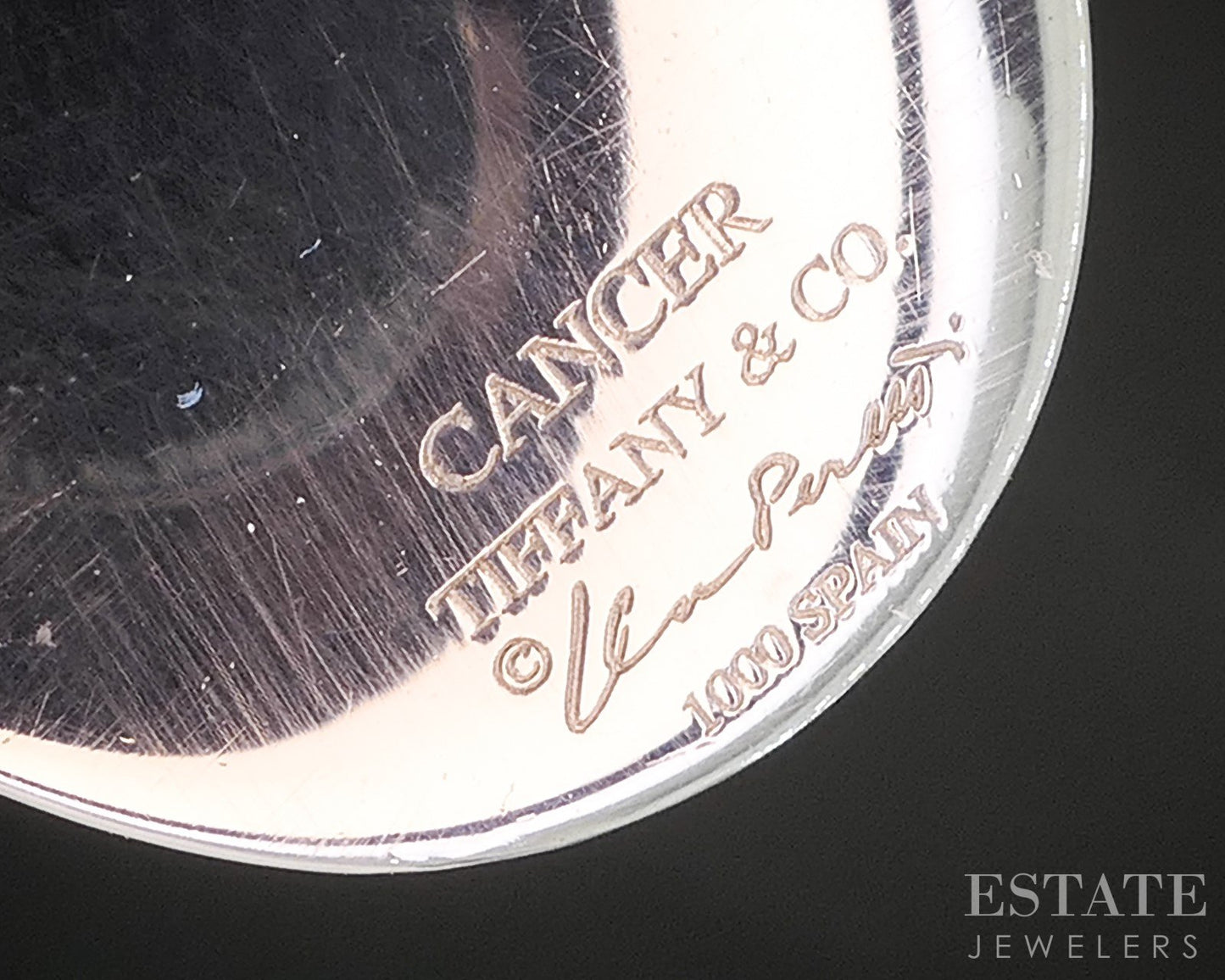 Sterling Tiffany & Co. Elsa Peretti Cancer Zodiac Necklace 13.8g 28"L p14980