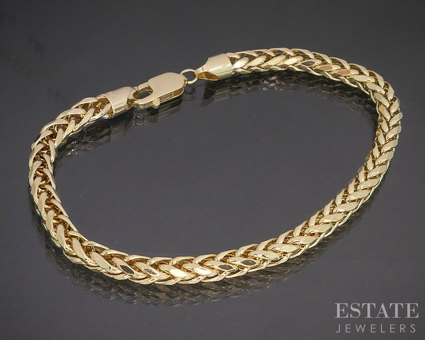 10k Yellow Gold 4.5mm Wheat Chain Link Mens Bracelet 10g 9.5"L p18869