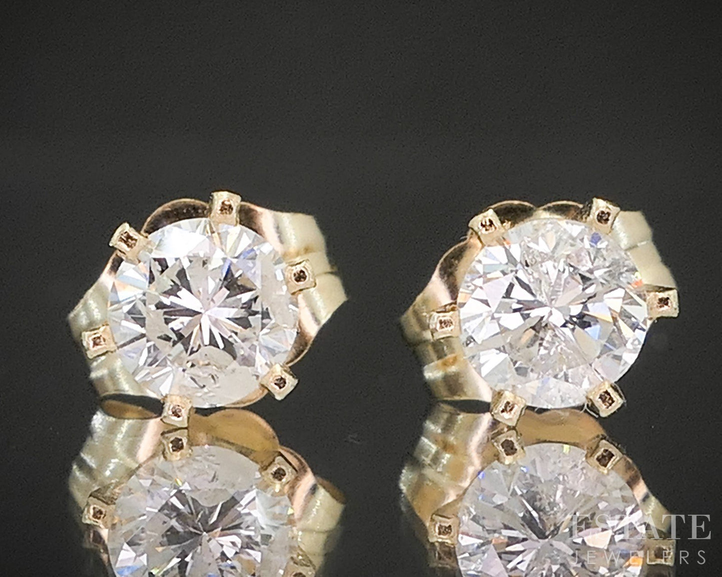 14k Yellow Gold Round Natural .36ctw Diamond Stud Earrings p18899