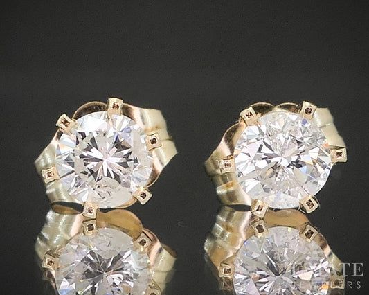 14k Yellow Gold Round Natural .36ctw Diamond Stud Earrings p18899