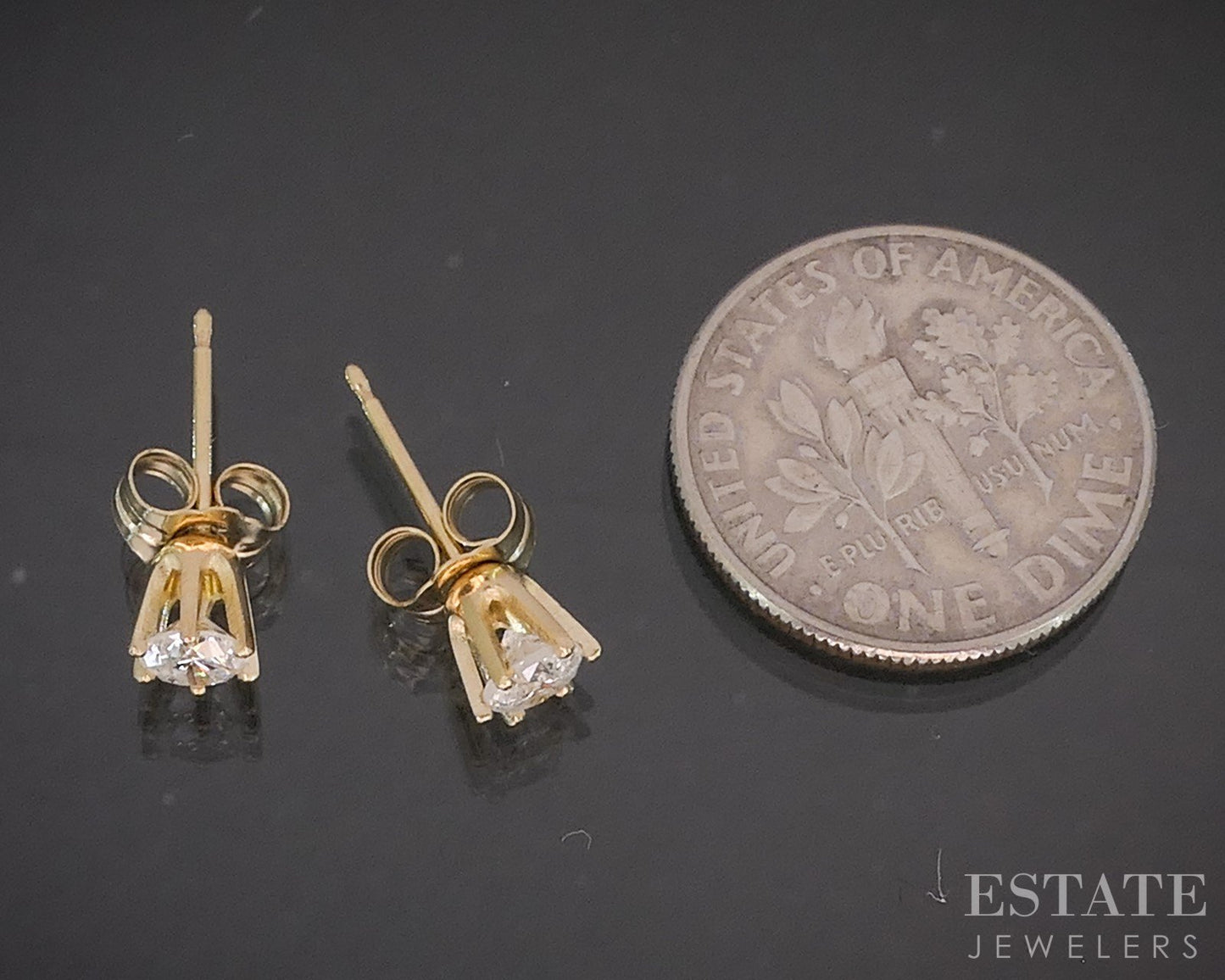 14k Yellow Gold Round Natural .36ctw Diamond Stud Earrings p18899