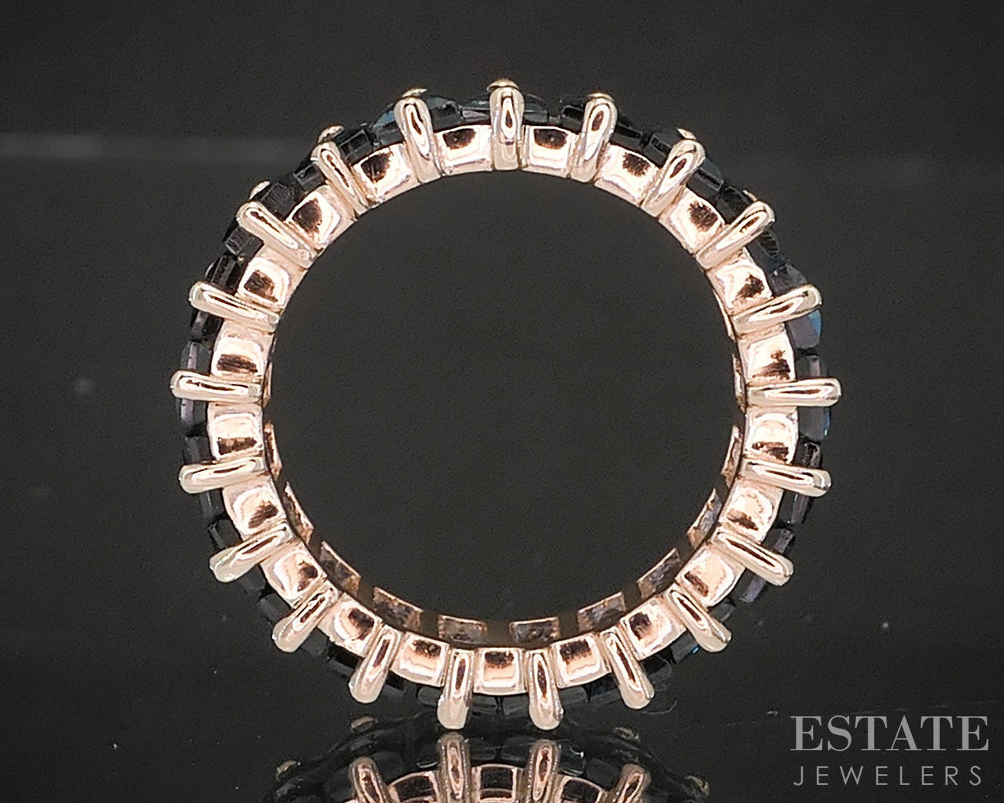 14k Rose Gold EFFY Natural London Blue Topaz Eternity Band Ring 6.4g p18896