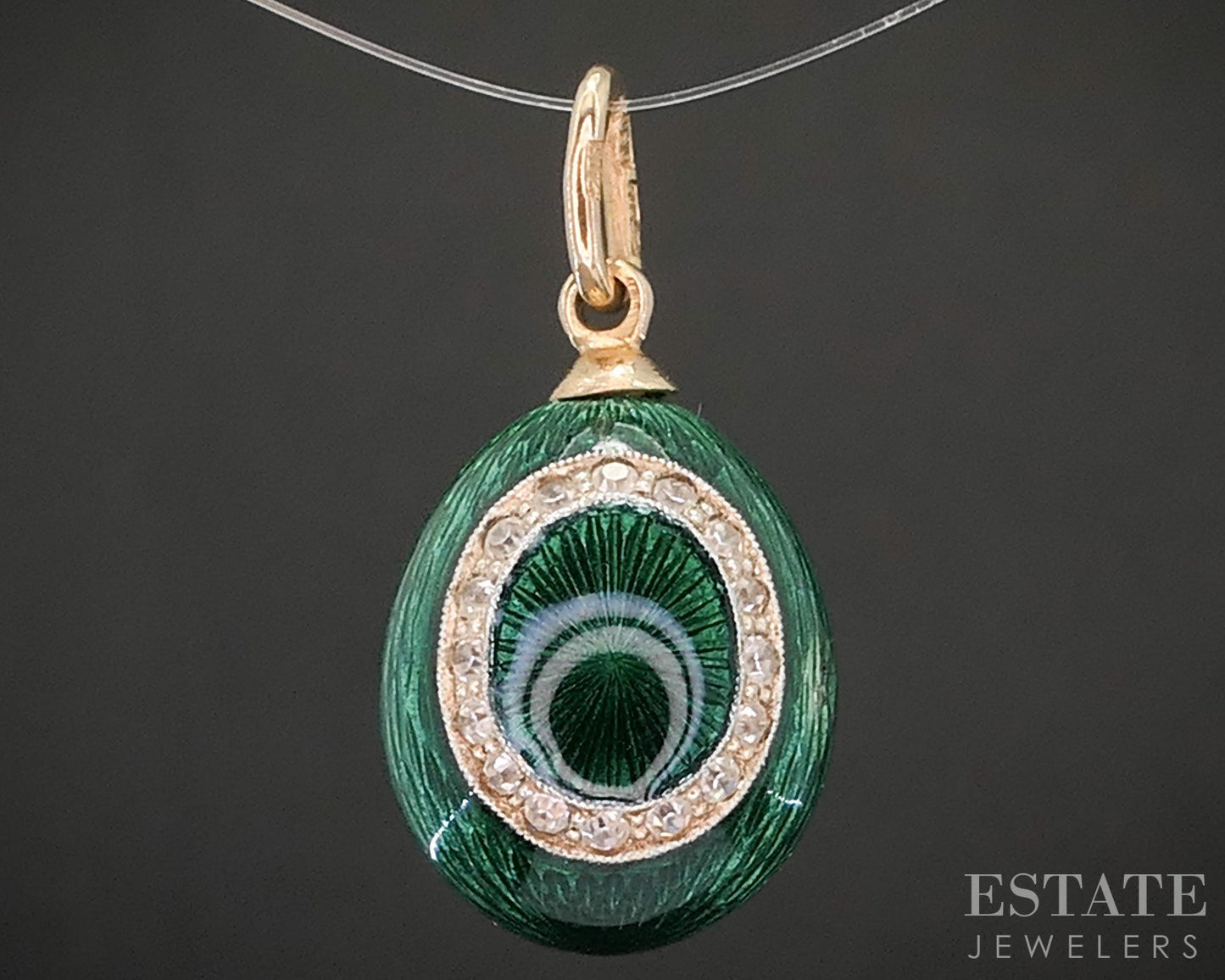 Antique Platinum & 14k Russian Single Cut Diamond Enameled Egg Charm 5.7g p14814