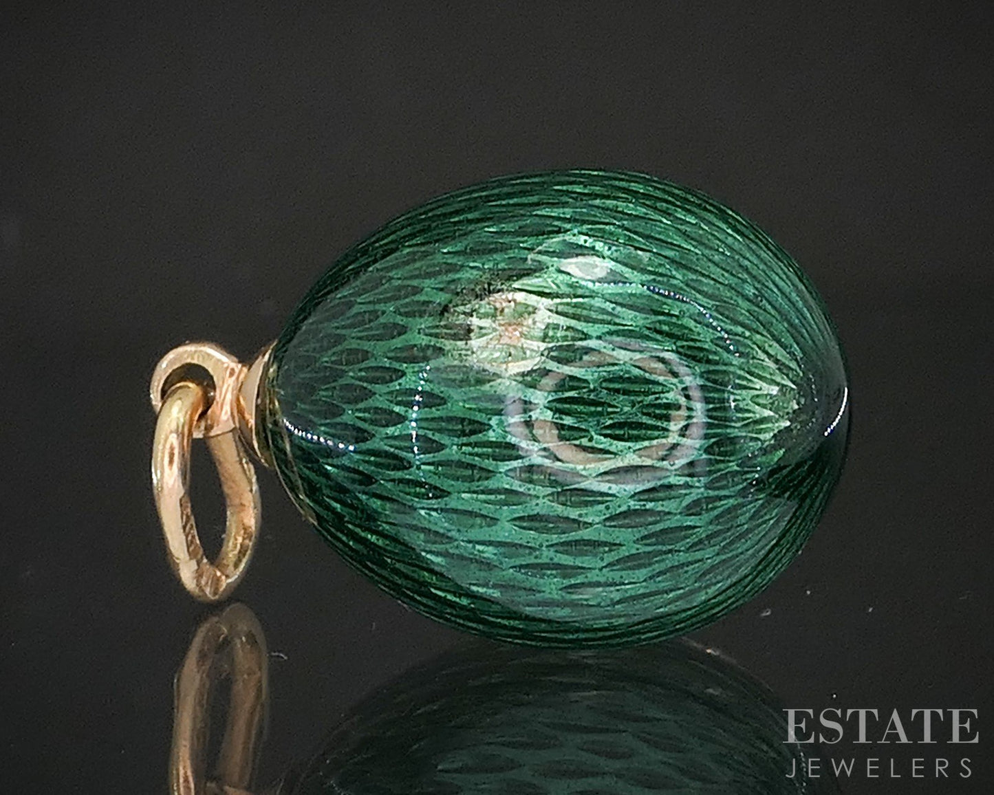 Antique Platinum & 14k Russian Single Cut Diamond Enameled Egg Charm 5.7g p14814