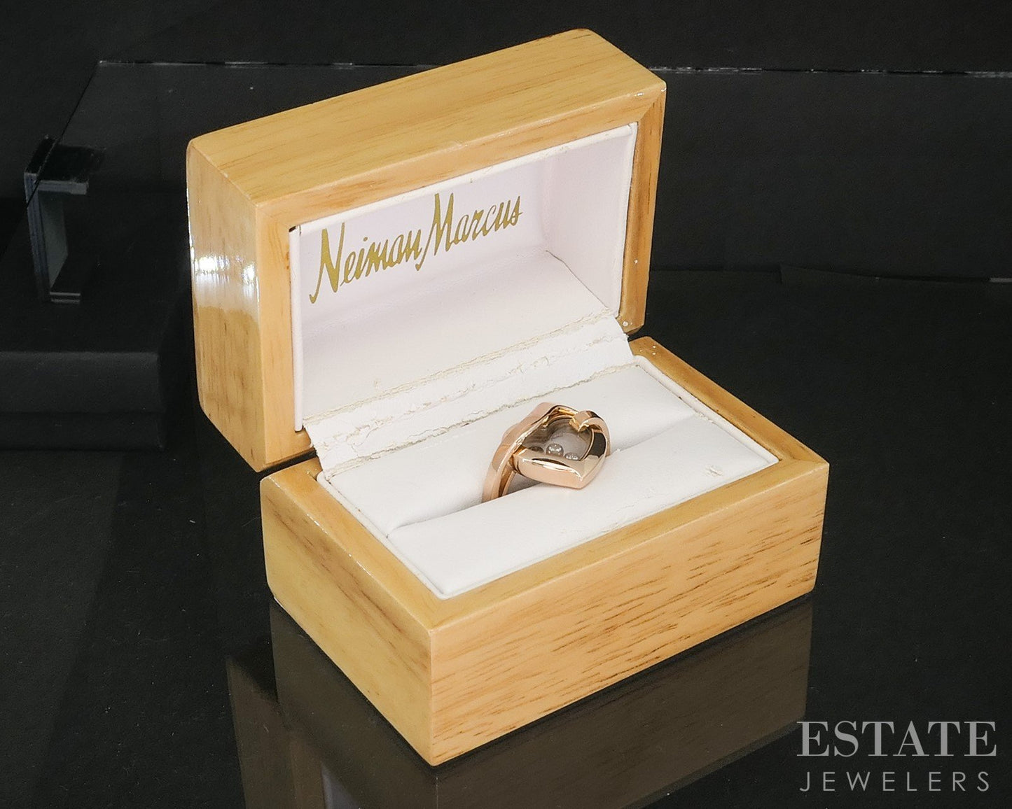 18k Rose Gold Chopard Natural Diamond Happy Heart Ring 11.2g p19013