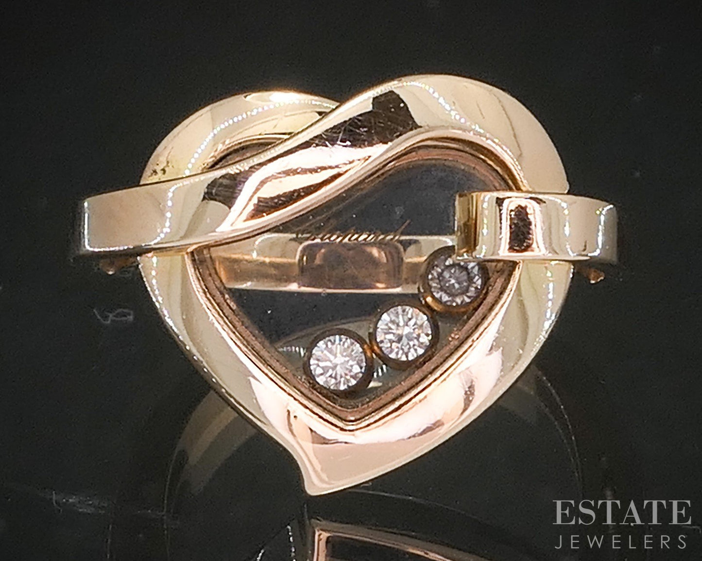 18k Rose Gold Chopard Natural Diamond Happy Heart Ring 11.2g p19013