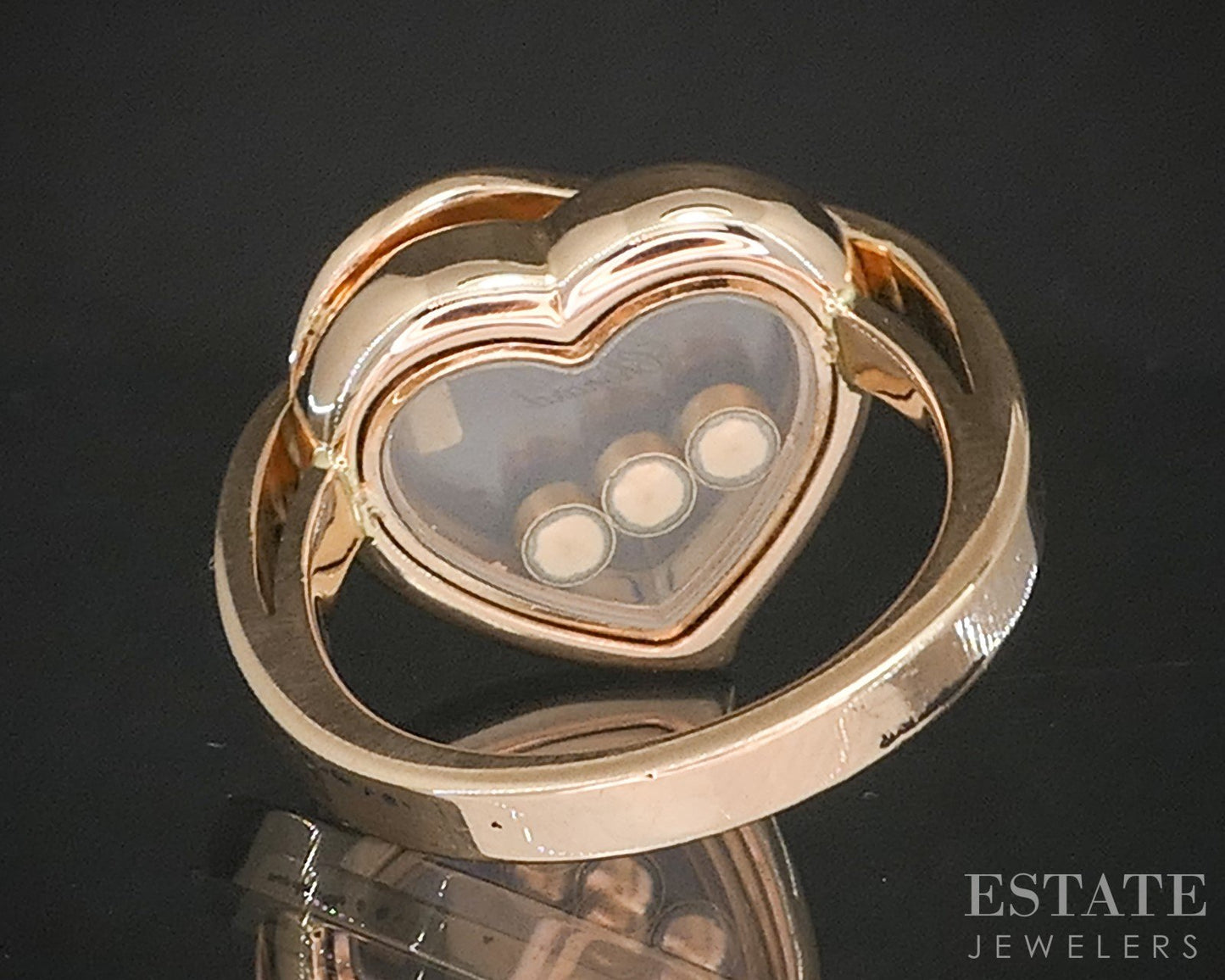 18k Rose Gold Chopard Natural Diamond Happy Heart Ring 11.2g p19013