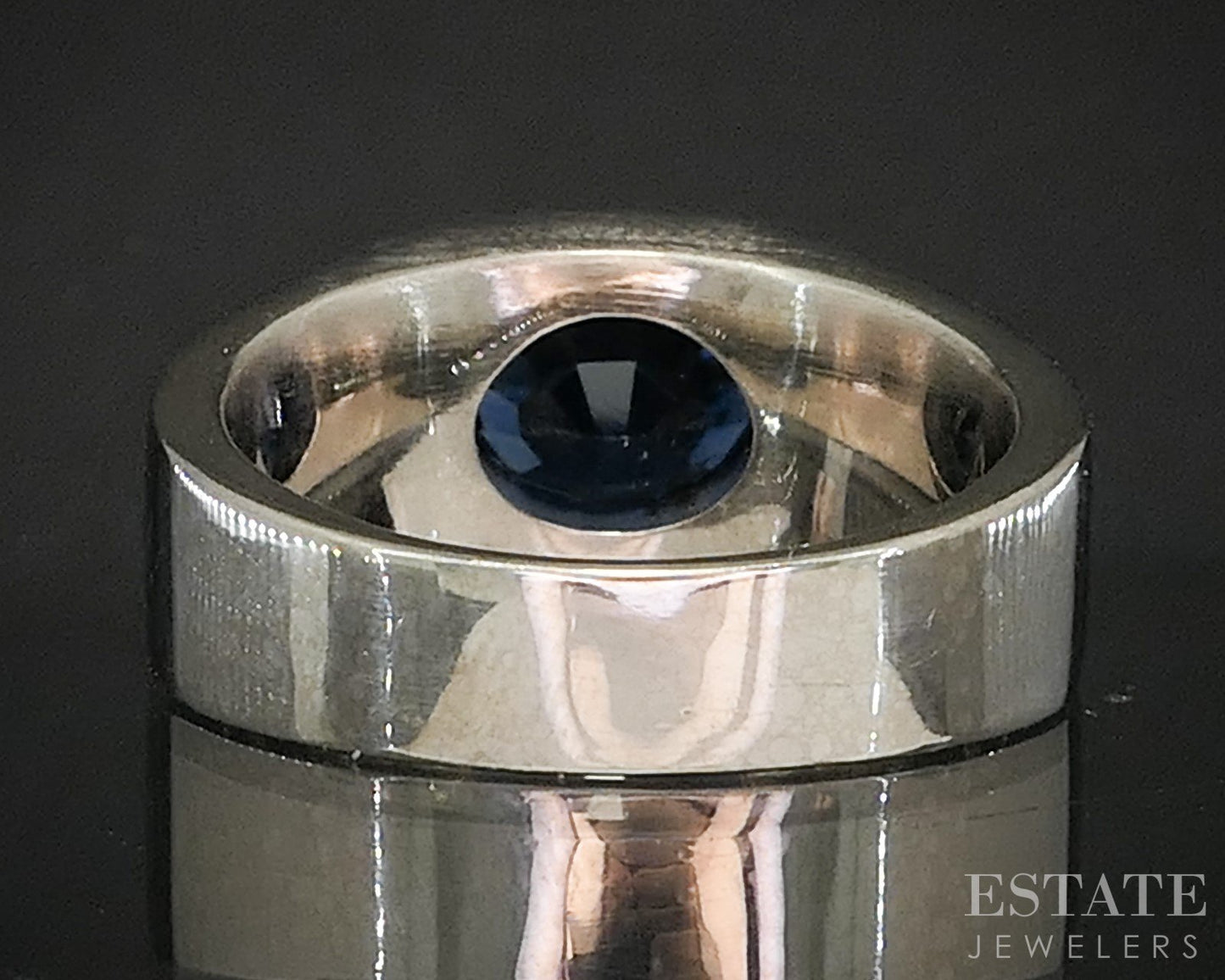 14k White Gold Unheated Madagascar Natural Blue Sapphire Band Ring 13.5g p19097