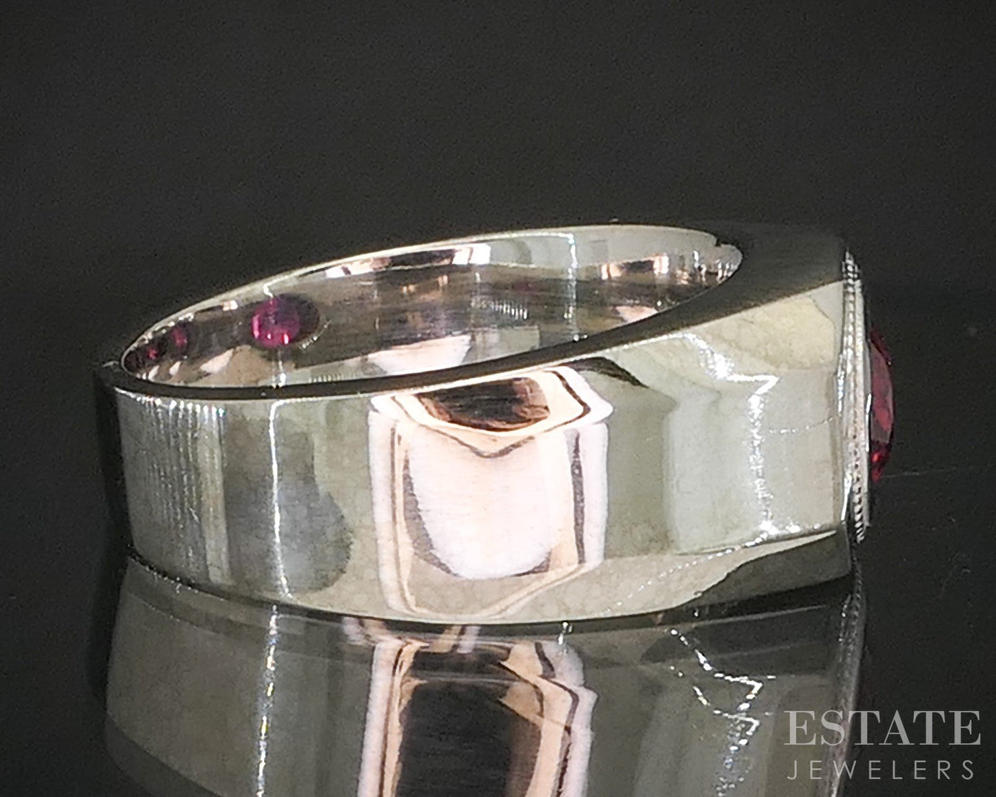 14k White Gold Mozambique Pigeon Blood Natural Ruby Band Ring 12.8g p19018