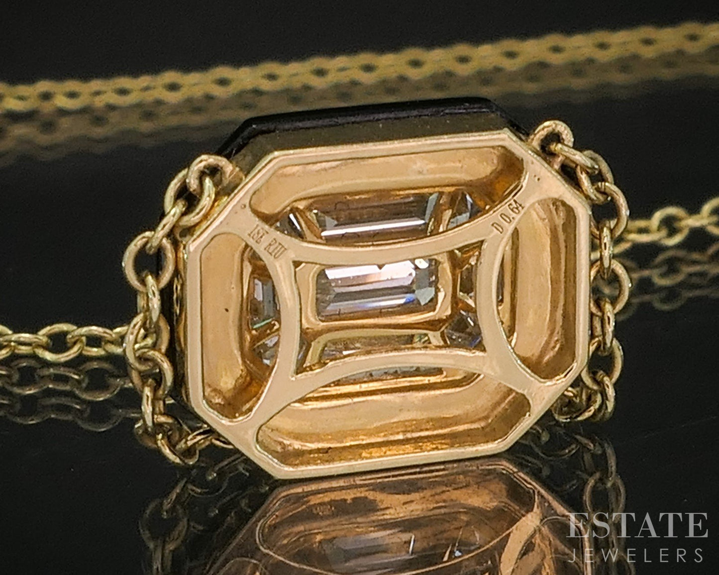 18k Yellow Gold Natural .64ctw Diamond & Black Agate Shield Necklace 4.8g p18787