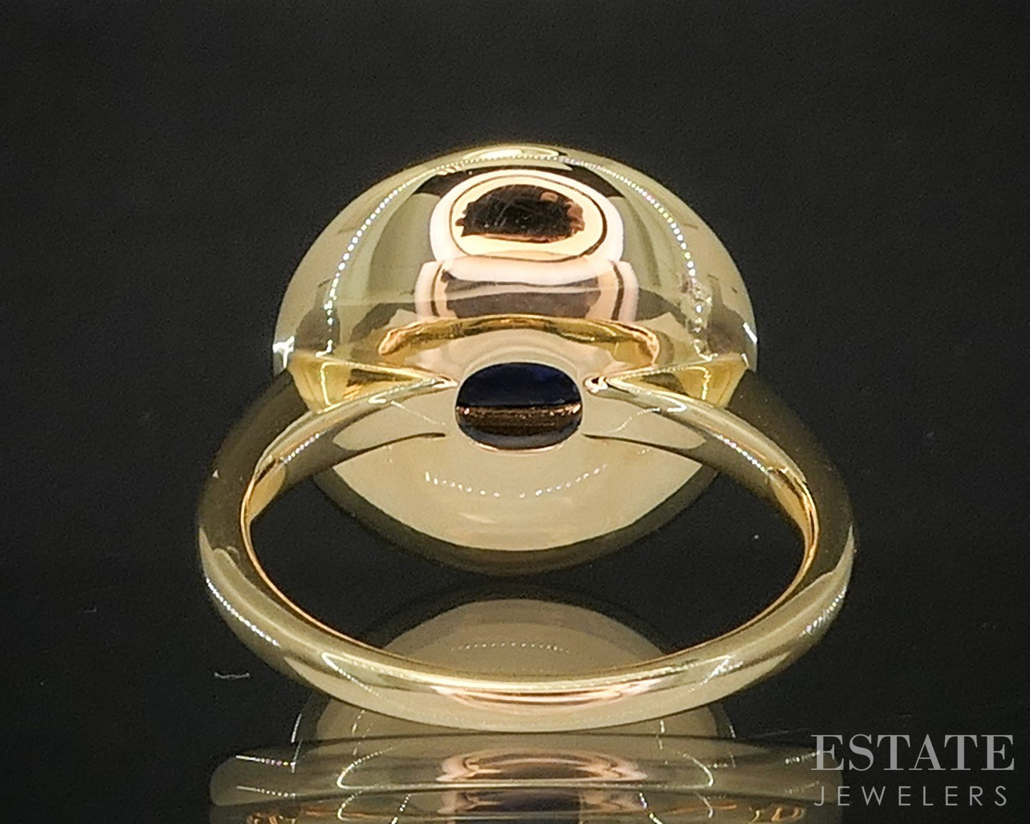 18k Yellow Gold Natural 1.15ct Blue Sapphire Ladies Shield Ring 6.7g p18786