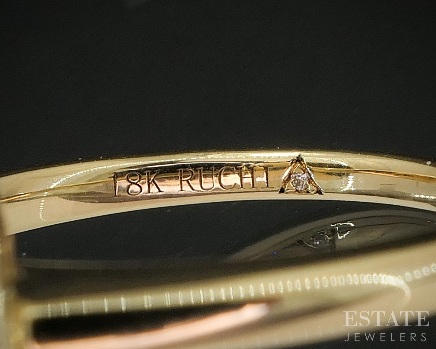 18k Yellow Gold Natural 1.15ct Blue Sapphire Ladies Shield Ring 6.7g p18786