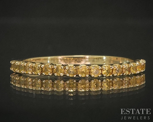 18k Yellow Gold Natural Yellow Sapphire Ladies Band Ring 1.7g p19238b