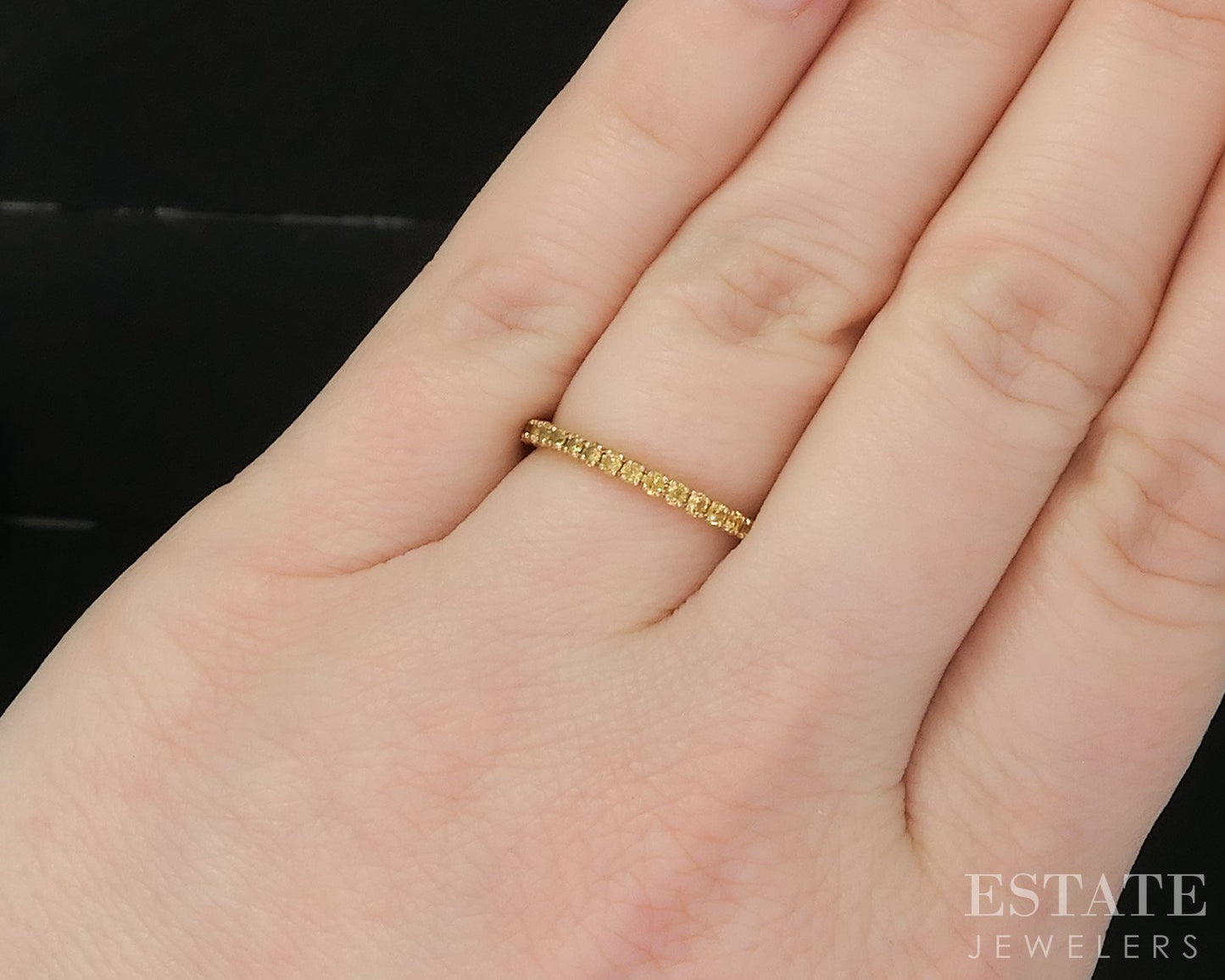 18k Yellow Gold Natural Yellow Sapphire Ladies Band Ring 1.7g p19238b