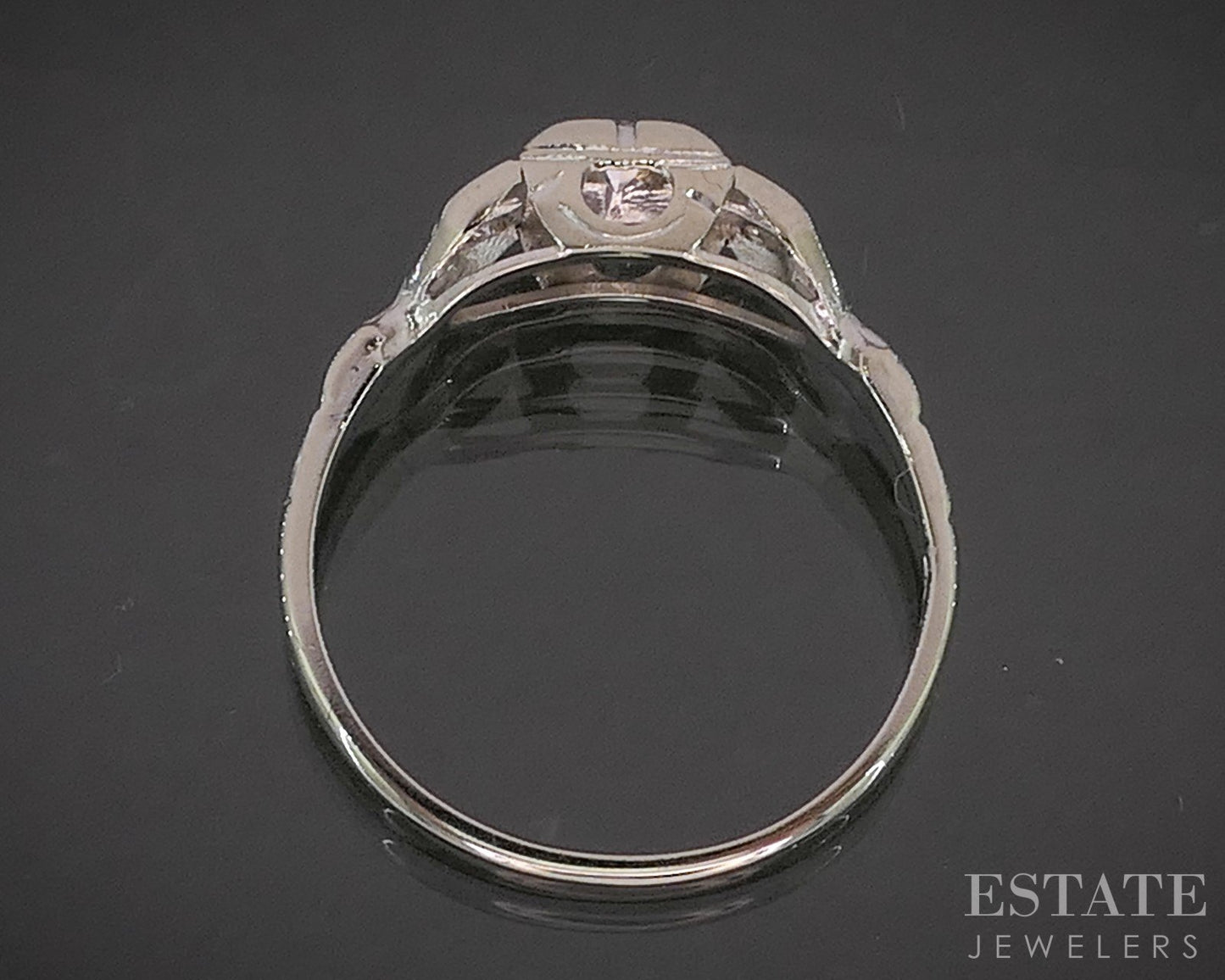 Antique 14k White Gold Transitional Natural .10ctw Diamond Filigree Ring p19269b