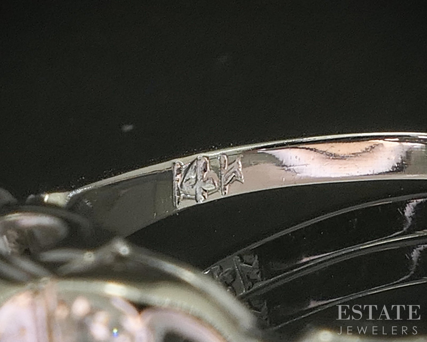 Antique 14k White Gold Transitional Natural .10ctw Diamond Filigree Ring p19269b