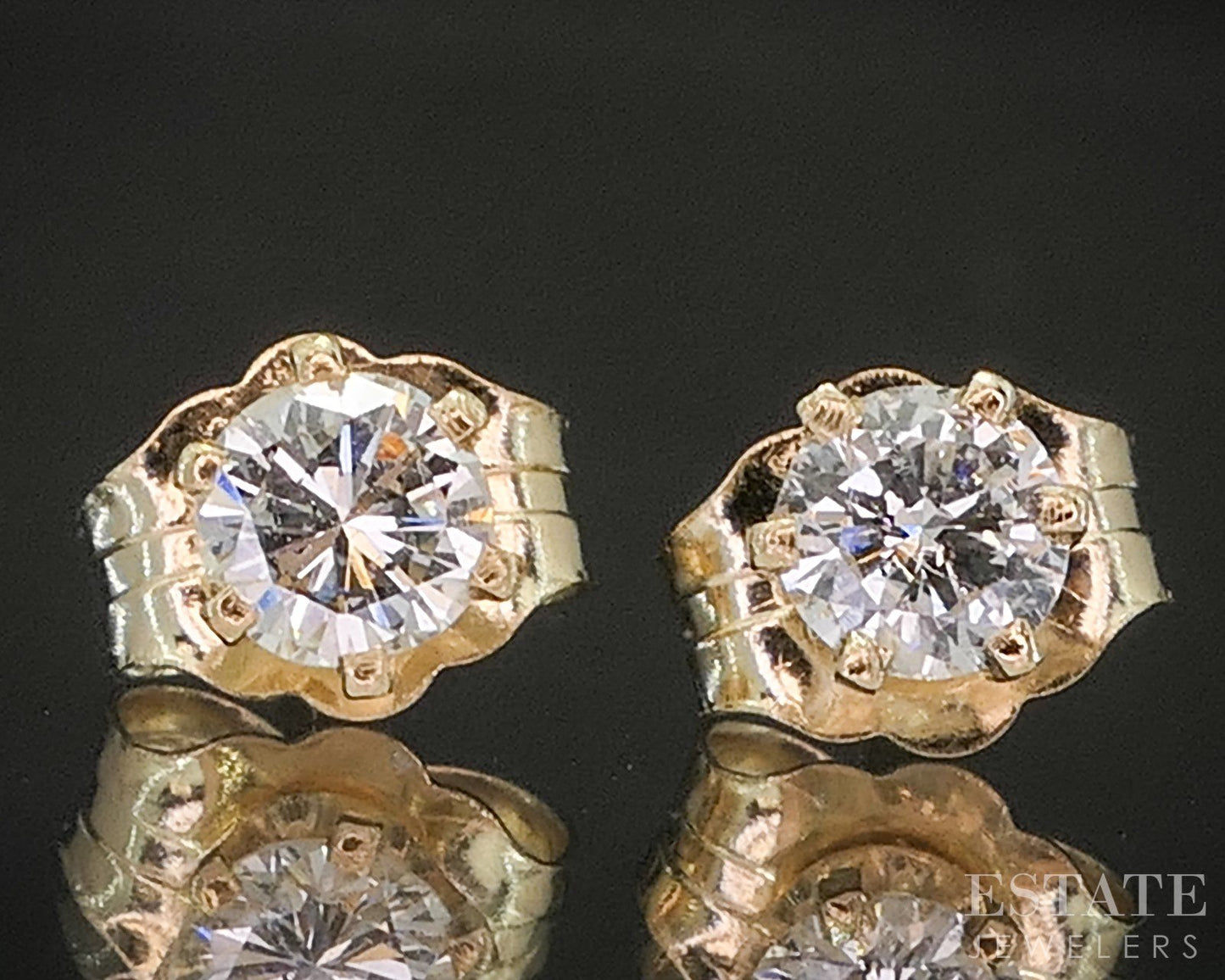 14k Yellow Gold Round Natural .22ctw Diamond Stud Earrings p19278b