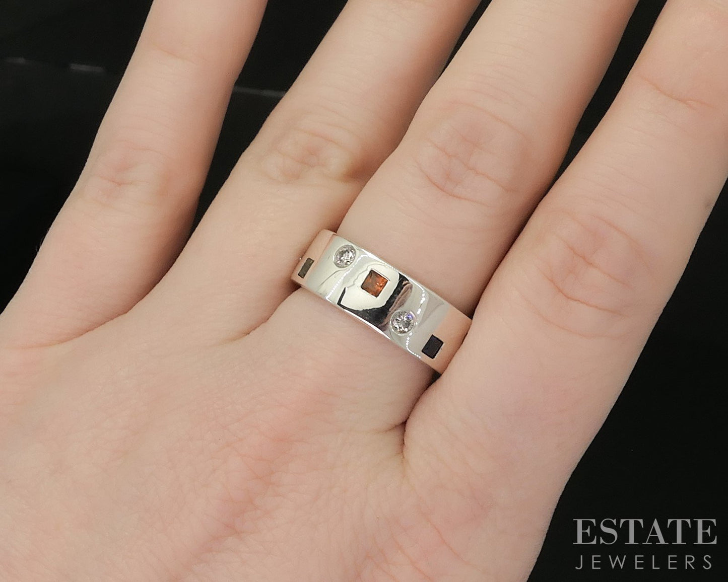 Sterling Silver Multi Gem & Diamond Ladies Band Ring 9.1g p19295b