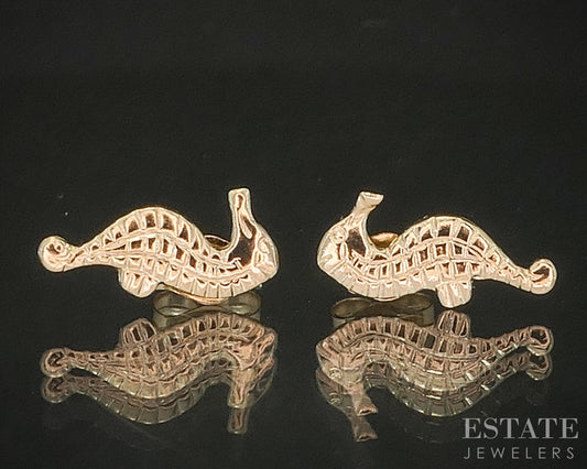 14k Yellow Gold Seahorse Stud Earrings 0.3g p19305b