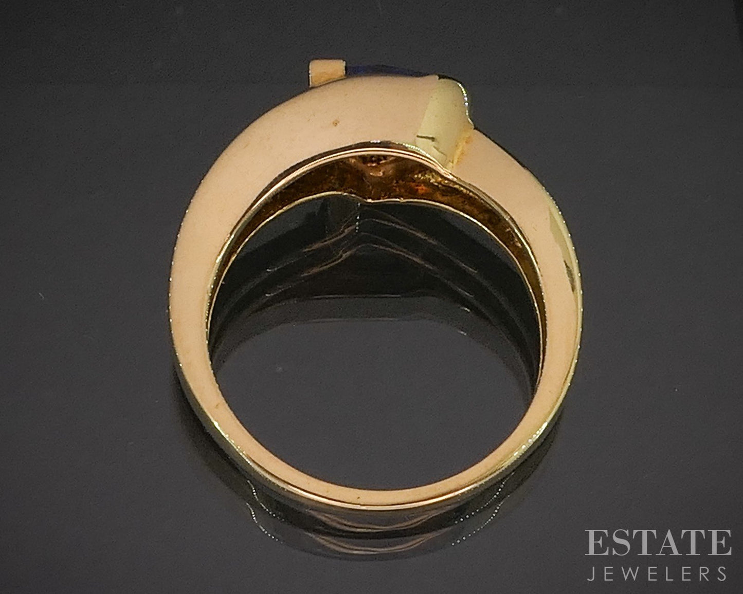 18k Yellow Gold Trillion Natural Tanzanite & Diamond Ladies Ring 5.8g p18897