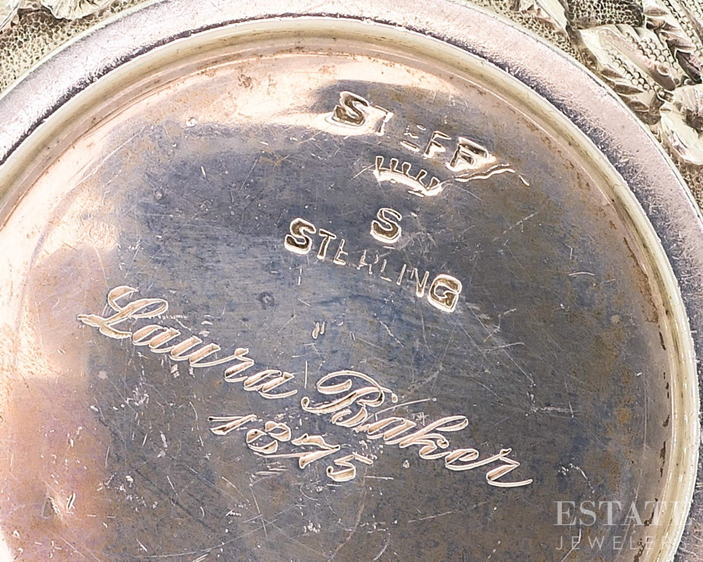 Antique Sterling Silver 1916 Stieff Repoussé Cream & Sugar Bowl Set 284g p18864