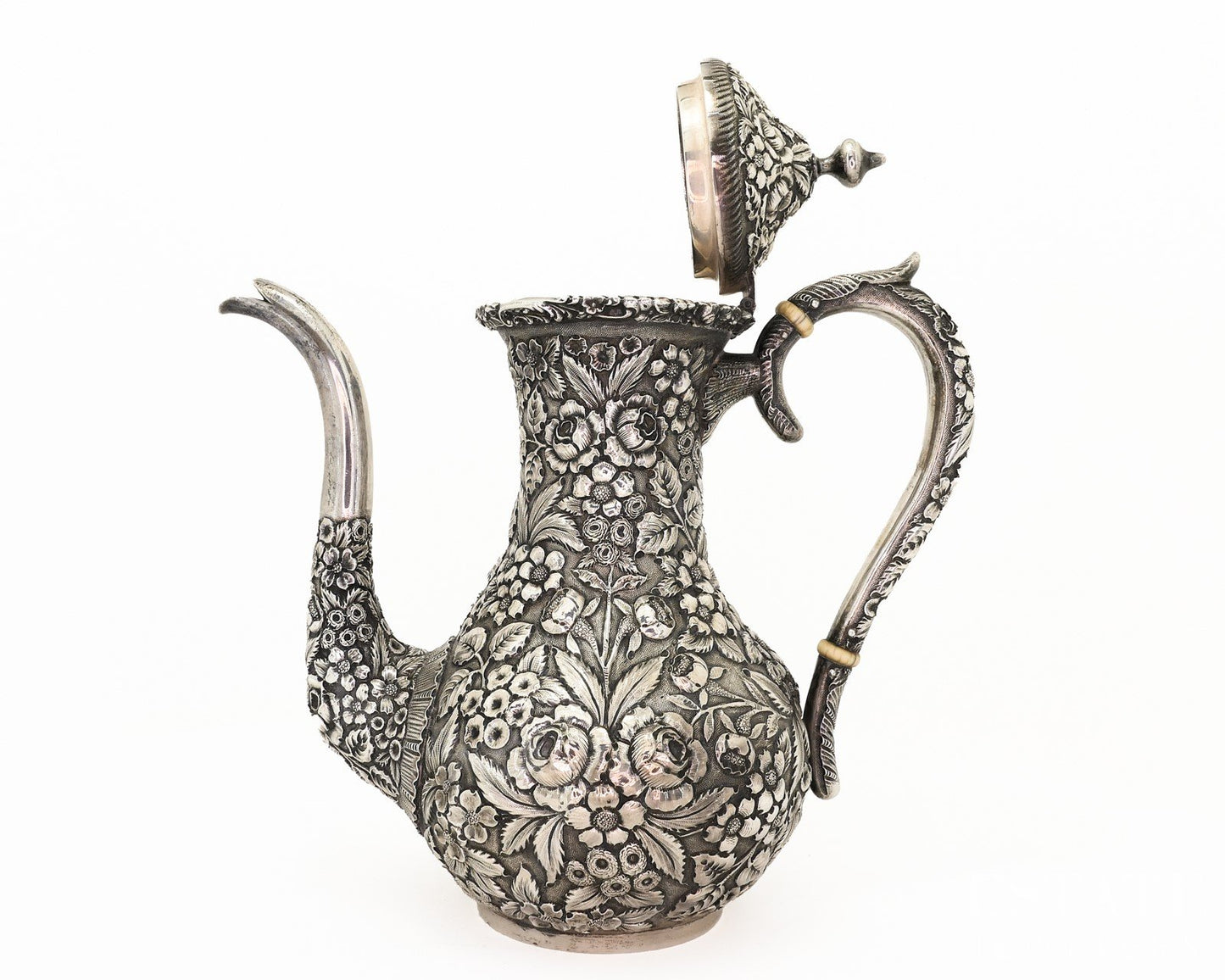 Antique Sterling Silver 1916 Stieff Repoussé Coffee Pot 8" 576g p18865