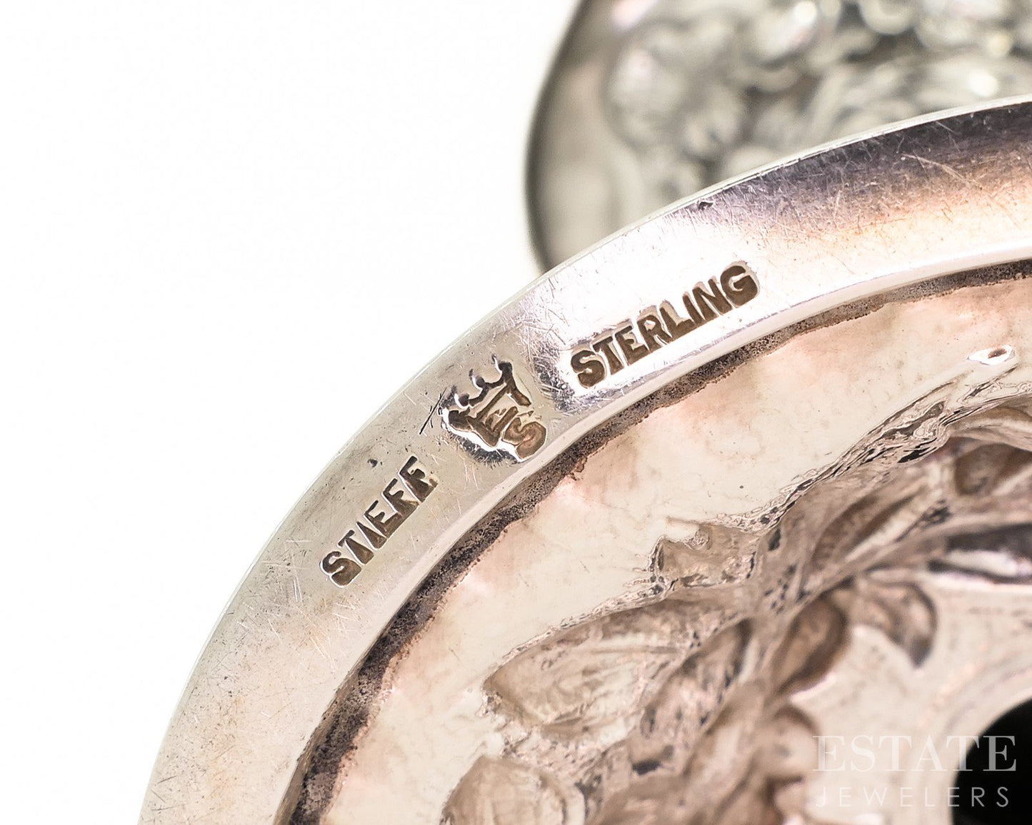 Antique Sterling Silver 1916 Stieff Repoussé 8" Flower Vase Set 494g p18863