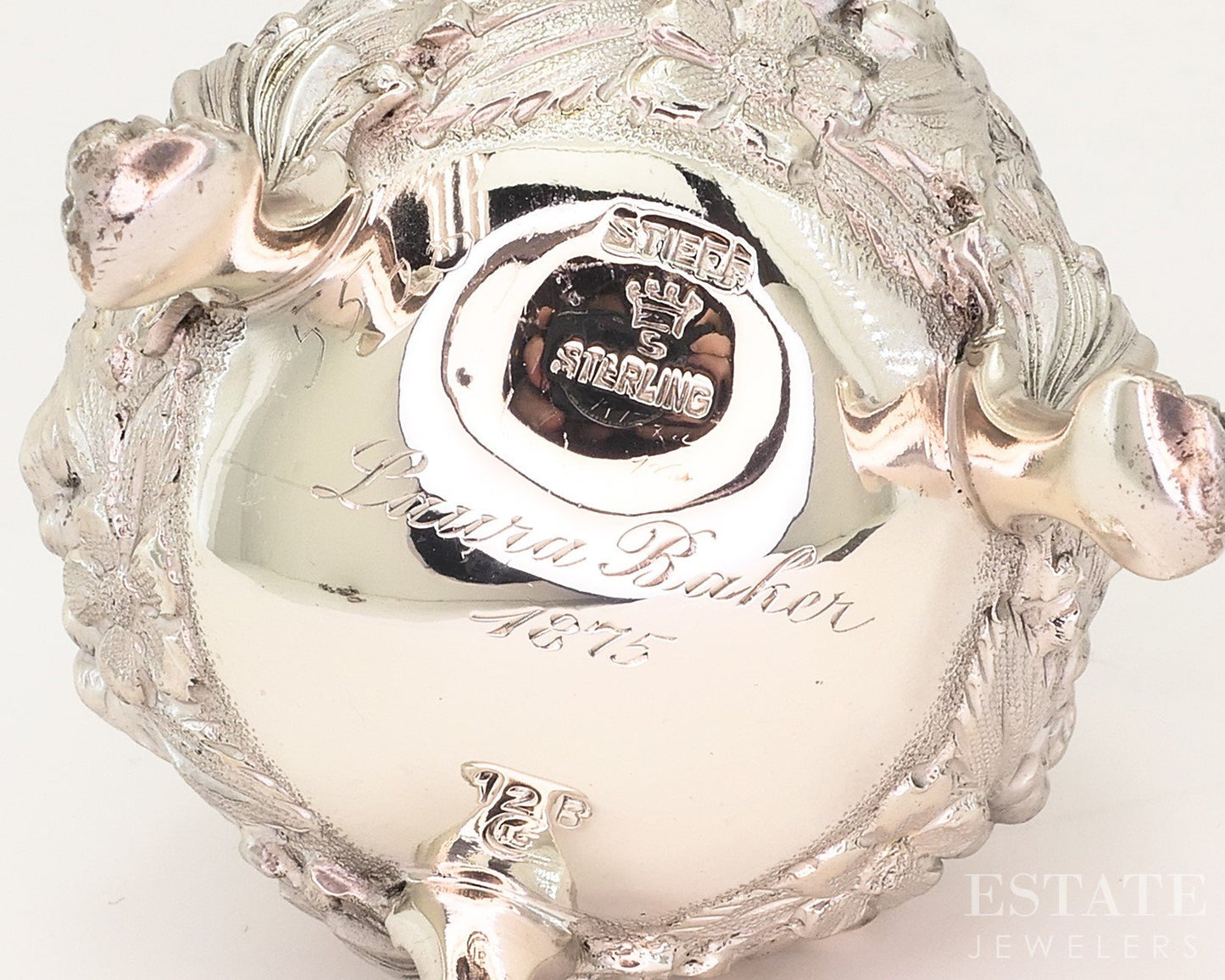 Antique Sterling Silver 1916 Stieff Repoussé Salt Pepper Shaker Set 214g p18862