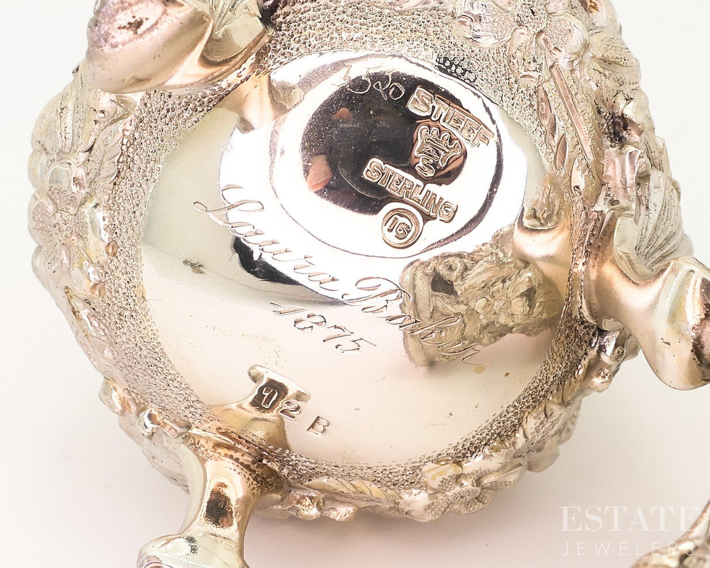 Antique Sterling Silver 1916 Stieff Repoussé Salt Pepper Shaker Set 216g p18861