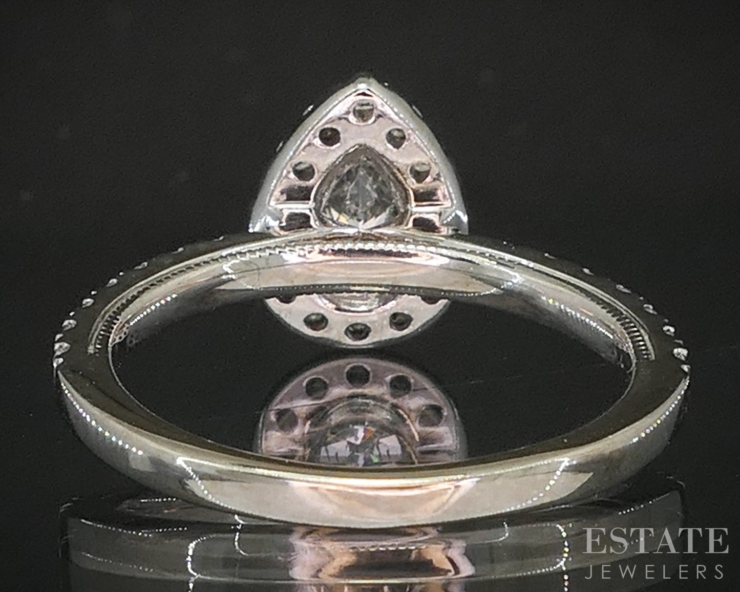 14k White Gold Pear Natural .88ctw Diamond Halo Engagement Ring 3.3g p19111