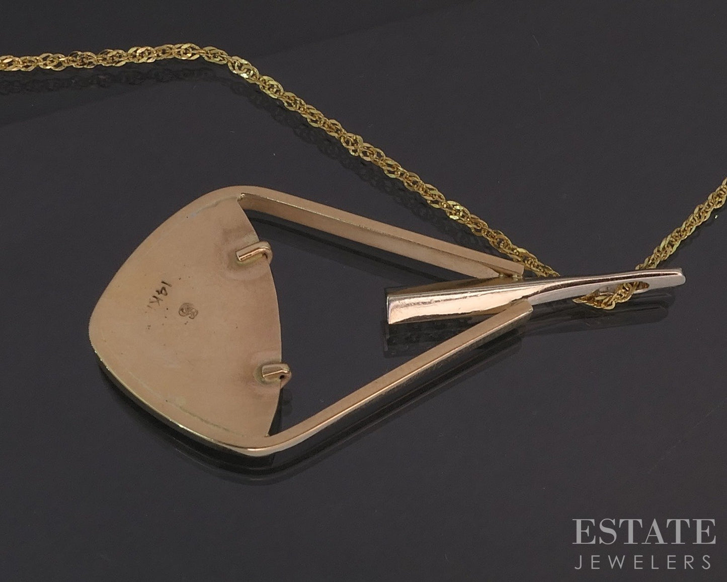 14k Yellow Gold Druzy Quartz & Diamond Custom Necklace 4.6g 18"L p15896