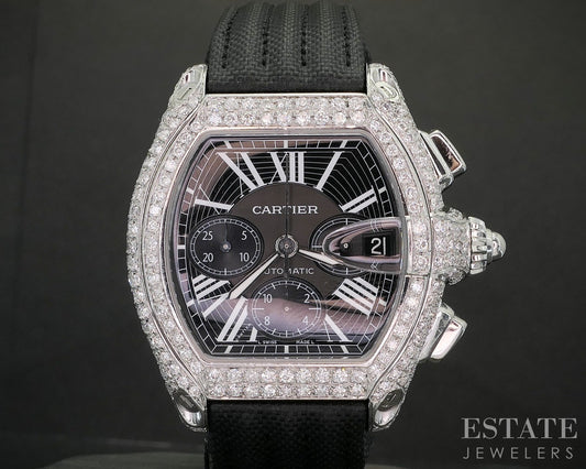 Cartier Roadster 2618 Automatic Stainless 5ctw Diamond Mens Watch p15257