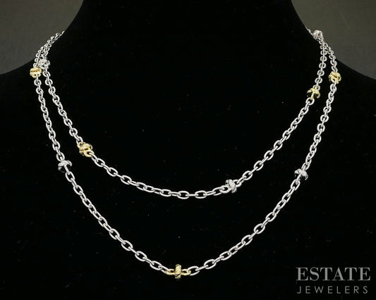 Sterling Judith Ripka CZ Cable Cable Chain Necklace 20.7g 36"L p19875