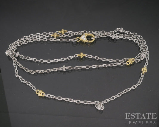 Sterling Judith Ripka CZ Cable Cable Chain Necklace 20.7g 36"L p19875