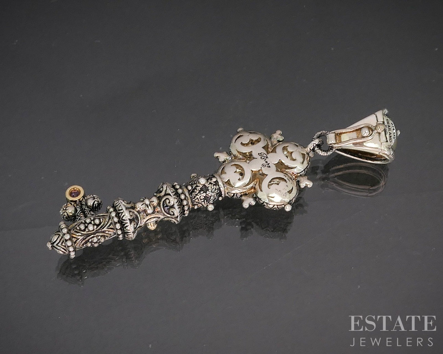 18k Sterling Barbara Bixby Pink & White Sapphire Key of Life Pendant p19877