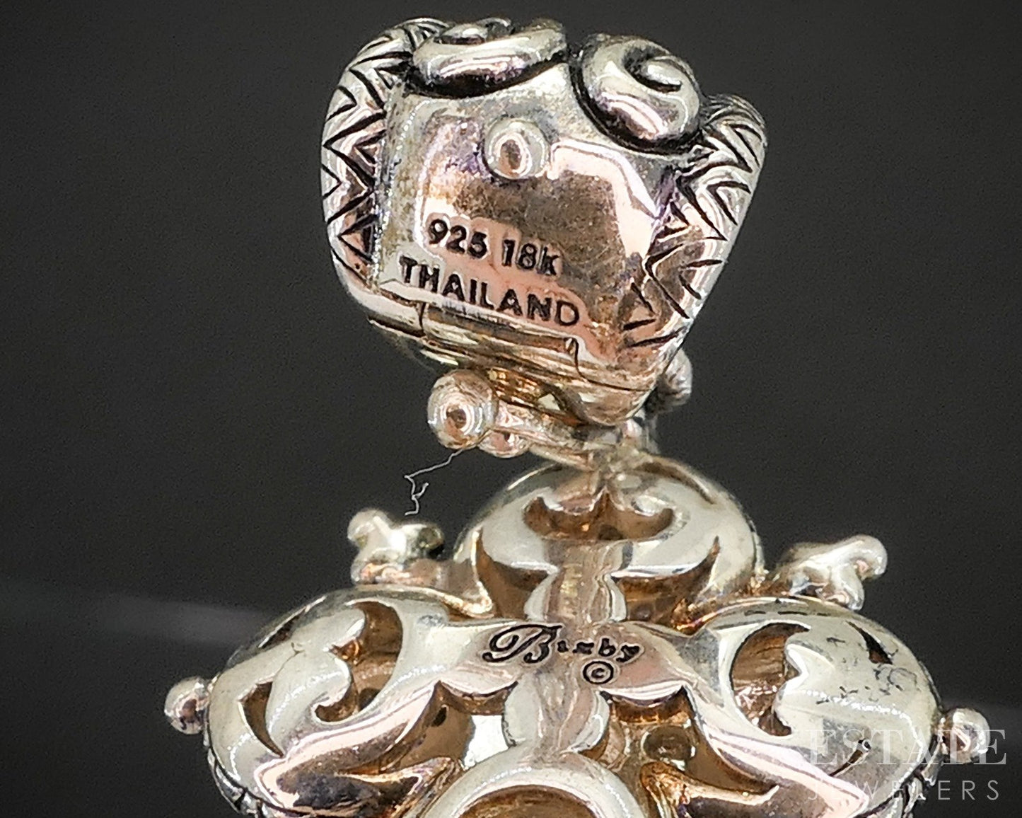 18k Sterling Barbara Bixby Pink & White Sapphire Key of Life Pendant p19877