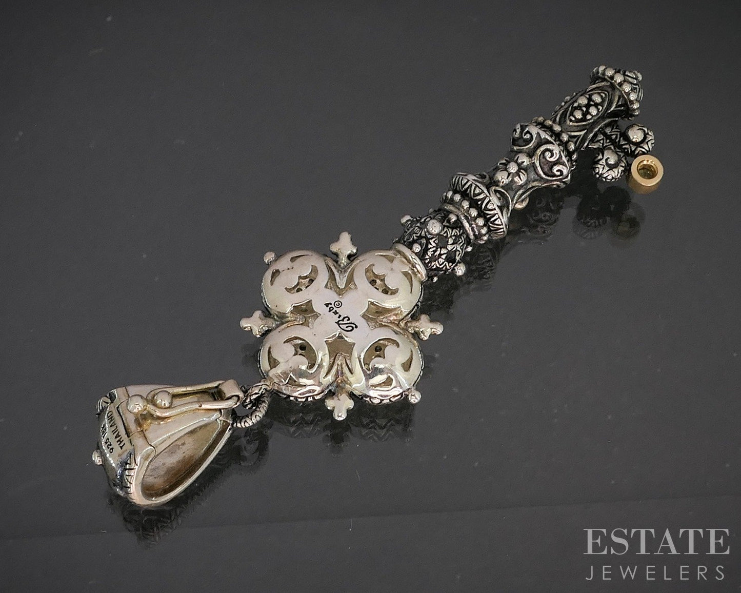 18k Sterling Barbara Bixby Yellow & White Sapphire Key of Life Pendant p19878