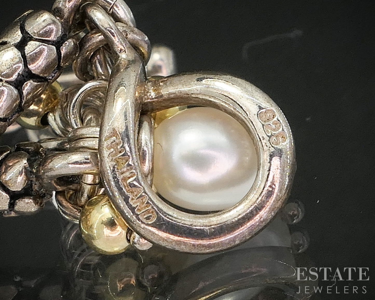 Sterling Silver Michael Dawkins Citrine Pearl Beaded Charm Bracelet 17g p19881