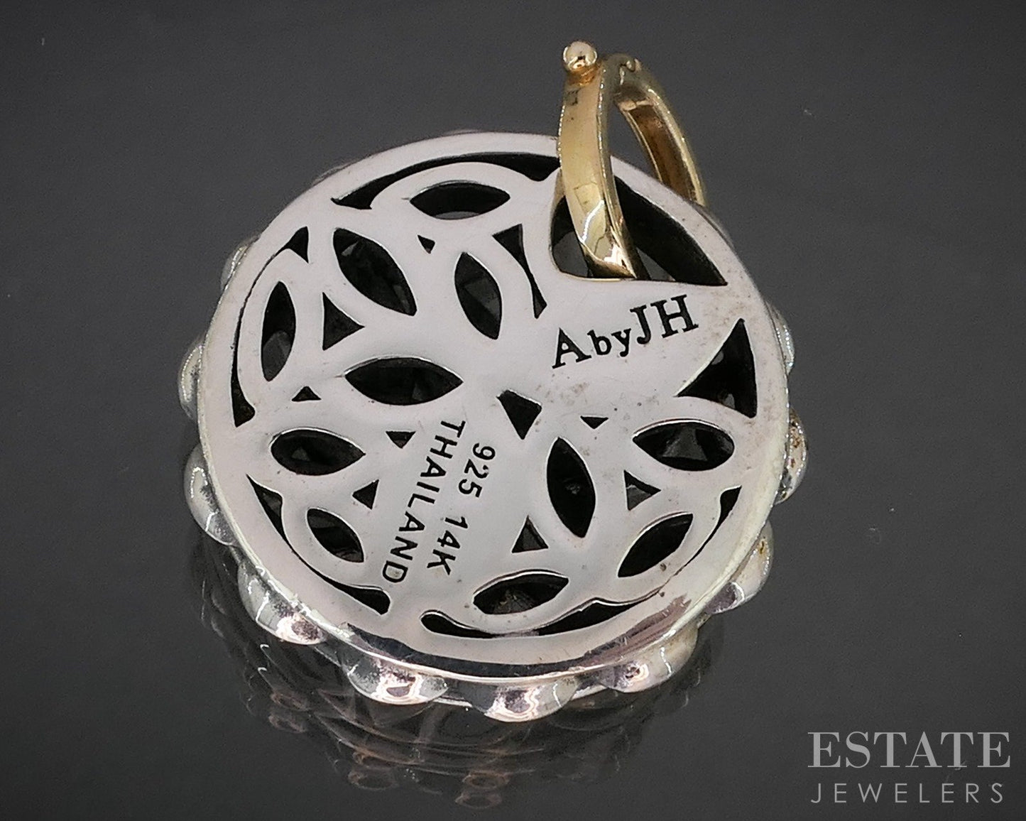 14k & Sterling Angela by John Hardy Beaded Open Circle Pendant 5.3g p19898