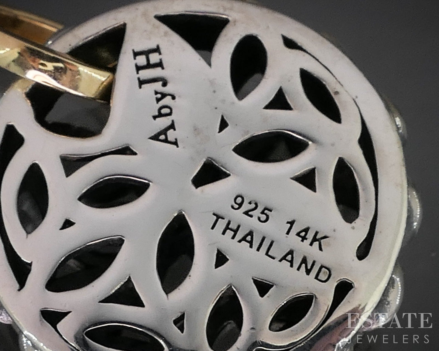 14k & Sterling Angela by John Hardy Beaded Open Circle Pendant 5.3g p19898