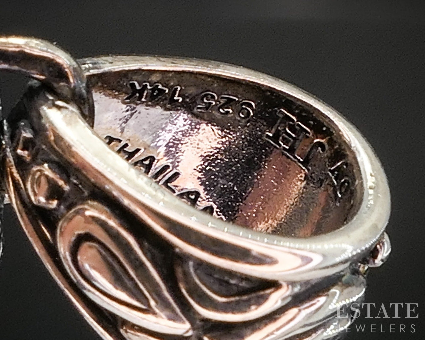 14k & Sterling Angela by John Hardy Beaded Square Pendant 6.3g p19900