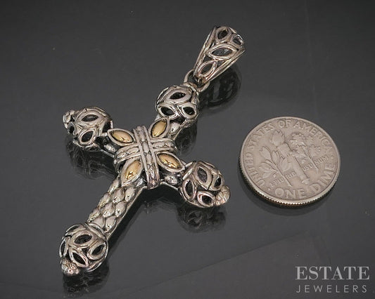 14k & Sterling JAI by John Hardy Beaded Cross Pendant 9.5g p19903